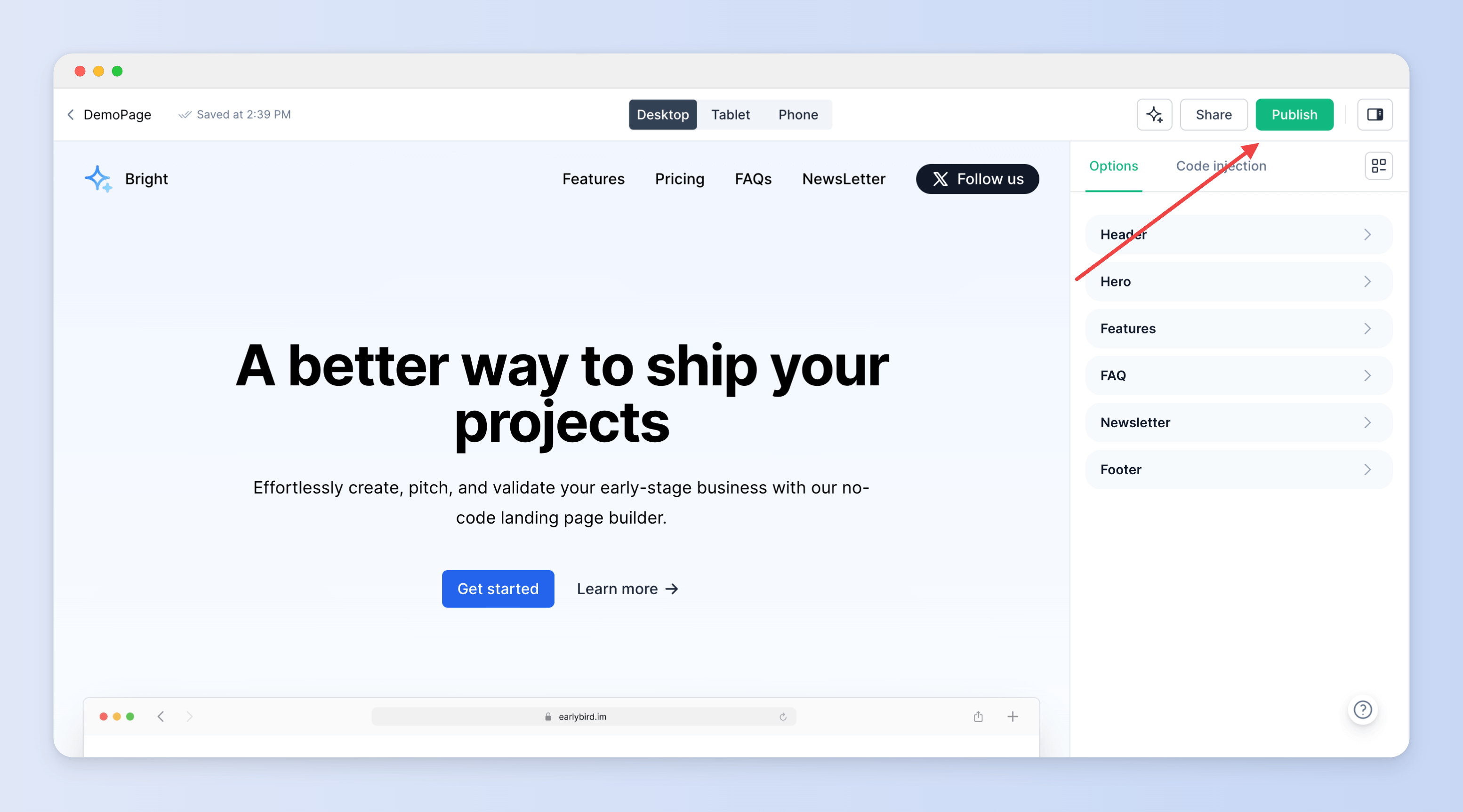 Publish your landing page